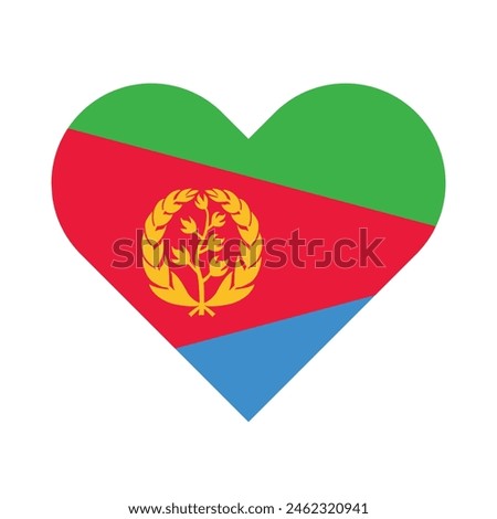 National Flag of Eritrea. Eritrea Flag. Eritrea Heart flag. 
