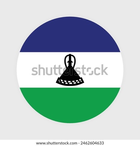 National Flag of Lesotho. Lesotho Flag. Lesotho Round flag.
