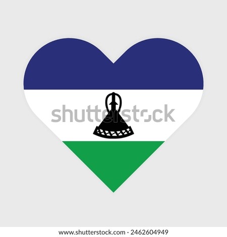 National Flag of Lesotho. Lesotho Flag. Lesotho Heart flag. 
