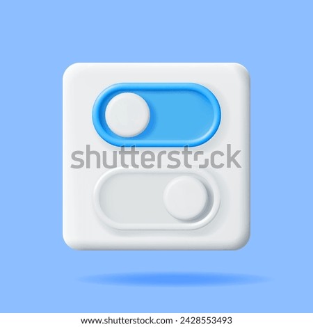 3D On and Off Buttons Switch Isolated. Render Slider Bars Selector. Switcher Yes or Not. Off and On Position in Circle Shape. Unlock and Lock. Vector Illustration