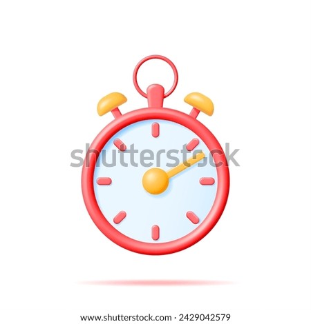 3D Analog Chronometer Timer Counter Isolated. Render Clock Stopwatch Icon. Measurement of Time, Deadline, Time-Keeping and Time Management Concept. Watch Symbol. Minimal Vector Illustration