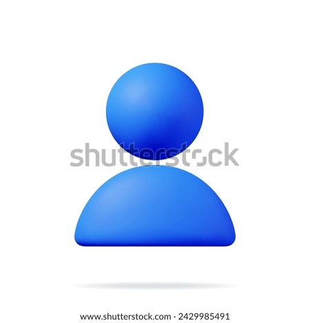 3D Simple User Icon Isolated. Render Profile Photo Symbol UI. Avatar Sign. Person or People GUI Element. Realistic Vector Illustration