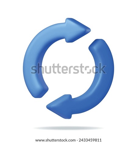 3D Synchronization Icon Isolated. Render Sync Sign in Round Shape. Cloud Computing or Refresh, Restart, Recycle, Reset Symbol. Vector Illustration