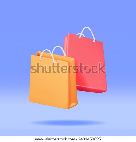 3D Shopping Bag Isolated. Render Realistic Gift Bag. Sale, Discount or Clearance Concept. Online or Retail Shopping Symbol. Fashion Handbag. Vector Illustration