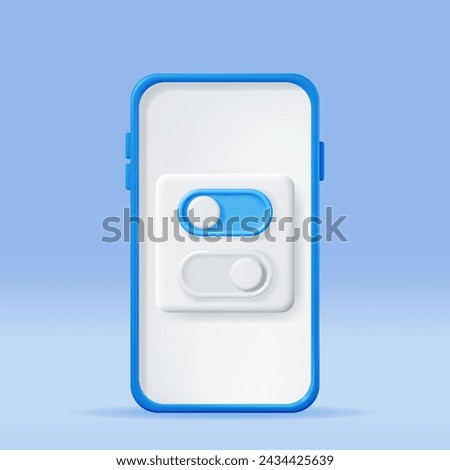 3D On and Off Buttons Switch in Smartphone Isolated. Render Slider Bars Selector in Mobile Phone. Switcher Yes or Not. Off and On Position in Circle Shape. Unlock and Lock. Vector Illustration