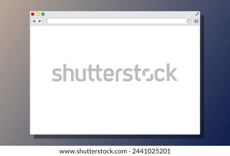 White blank browser window. Operating system user interface. Generic internet browser software. Vector illustration in flat style