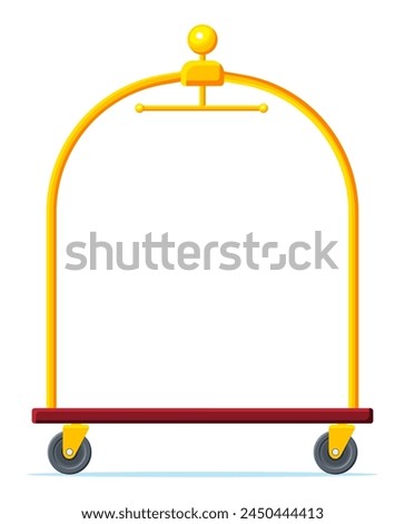 Empty Hotel Luggage Cart. Hotel Baggage Trolley Without Bags Isolated. Handtruck for Transportation in Hotel or Airport. Vacation and Travel. Flat Vector Illustration