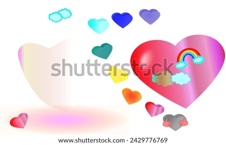 Rainbow-color-range of loves and gray love around love with rainbow and cloud inside means learning to love because of you to express forever and eternal love and gratitude toward each other