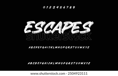 Isolated typeface on a black backdrop. Alphabet texture in graffiti and street art styles. Grunge and an unclean look. Brush lettering in vector format.