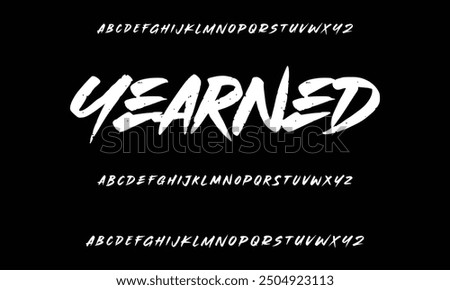 Isolated typeface on a black backdrop. Alphabet texture in graffiti and street art styles. Grunge and an unclean look. Brush lettering in vector format.