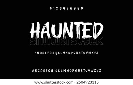 Isolated typeface on a black backdrop. Alphabet texture in graffiti and street art styles. Grunge and an unclean look. Brush lettering in vector format.