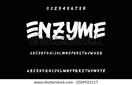 Isolated typeface on a black backdrop. Alphabet texture in graffiti and street art styles. Grunge and an unclean look. Brush lettering in vector format.