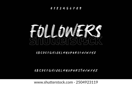 Isolated typeface on a black backdrop. Alphabet texture in graffiti and street art styles. Grunge and an unclean look. Brush lettering in vector format.