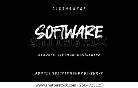 Isolated typeface on a black backdrop. Alphabet texture in graffiti and street art styles. Grunge and an unclean look. Brush lettering in vector format.