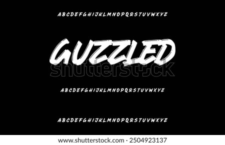 Isolated typeface on a black backdrop. Alphabet texture in graffiti and street art styles. Grunge and an unclean look. Brush lettering in vector format.