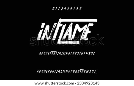 Isolated typeface on a black backdrop. Alphabet texture in graffiti and street art styles. Grunge and an unclean look. Brush lettering in vector format.