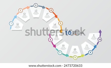 Basic circle infographic template with 10 steps, process or options, process chart, Used for process diagram, presentations, workflow layout, flow chart, infograph. Vector eps10 illustration.