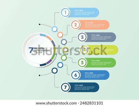 Basic circle infographic template with 7 steps, process or options, process chart, Used for process diagram, presentations, workflow layout, flow chart, infograph. Vector eps10 illustration.