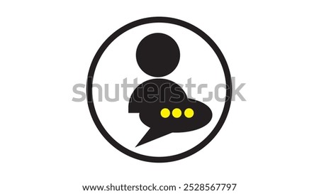 Abstract  chat symbol and text symbol in the top right corner on white background.