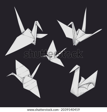 Tsuru origami collection - vector illustration