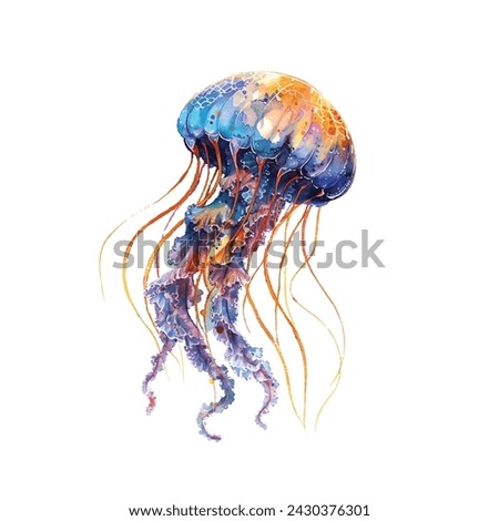 Similar – Image, Stock Photo Transparent Jellyfish With Long Poisonous Tentacles