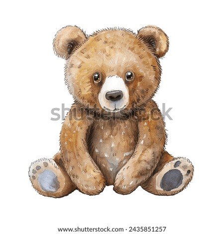 cute bear vector illustration in watercolour style