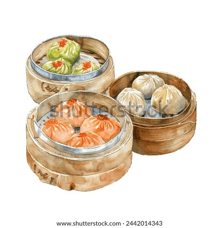 dim sum vector illustration in watercolour style