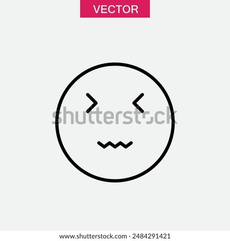 Confounded Face emoji line icon. simple flat black illustration on white background..eps