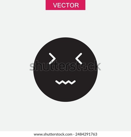 Confounded Face emoji. vector flat black illustration for web and app on white background