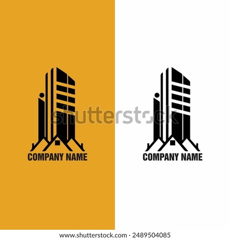 A building logo often incorporates elements such as architectural lines, windows, rooftops, or abstract shapes that symbolize structures.