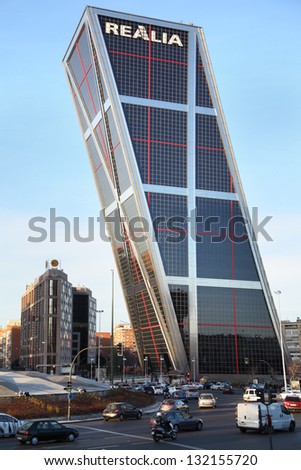 MADRID - MARCH 8: Building of Gate to Europe complex on March 8, 2012 in Madrid, Spain. 25-storey building was built in 1996.