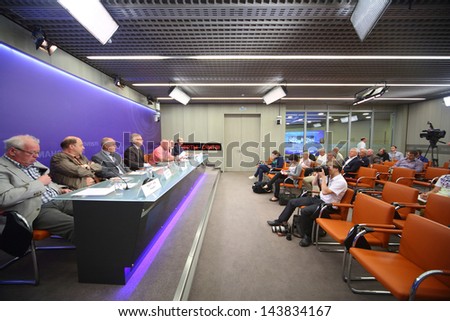 MOSCOW - JUL 24: Press Conference on International Summer Tennis Championships  Moscow Open at the Glass Hall of International Multimedia Press Center RIA Novosti on July 24, 2012 in Moscow, Russia.