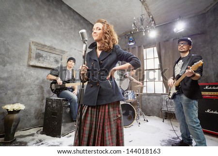 MOSCOW - NOV 26: Puppet Brain band in studio during shooting new video clip, November 26, 2012, Moscow, Russia.