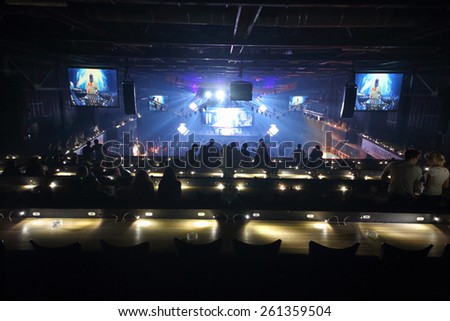 MOSCOW - APR 05, 2014: VIP area on the second floor in Stadium Live during the cult festival Trancemission