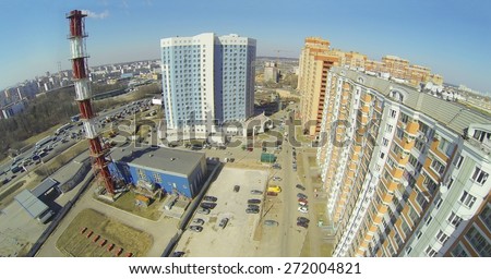 Residential buildings and Boiler house near the Moscow ring road, aerial view