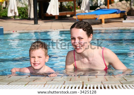 boy mother pool