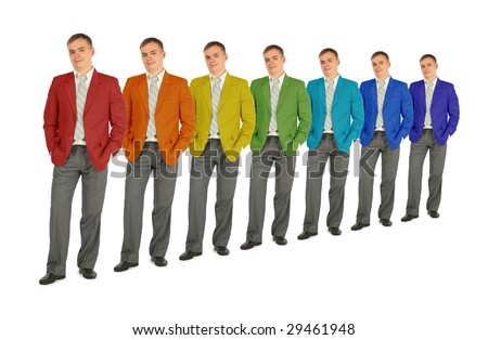 business people with rainbow color coat collage