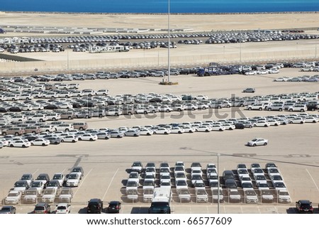 PERSIAN GULF - APRIL 15: Cars in Abu Dhabi Port, 15 April 2010. People here don\'t use public transport very much and prefers personal cars.