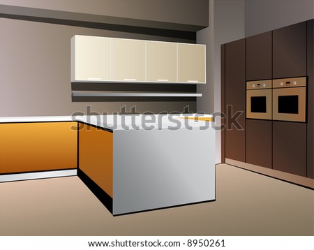 kitchen 7 vector white orange