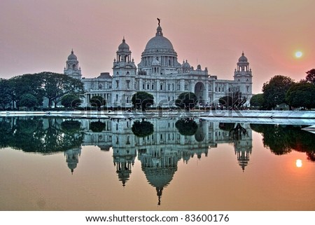 Victoria Memorial at sunset, Kolkata, India