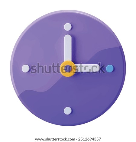 Round clock 3D vector icon in cartoon minimal style. Ideal for time-keeping, time management, and deadline concepts.