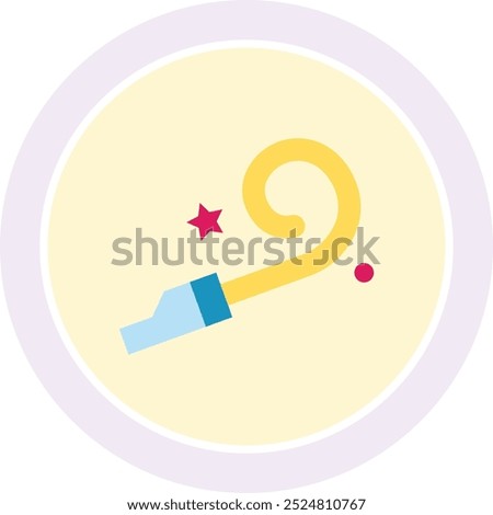 Vibrant Noise Maker Icon for Celebrations, Parties, and Festive Occasions, Ideal for Representing Fun, Sound, and Entertainment in a Colorful and Playful Design