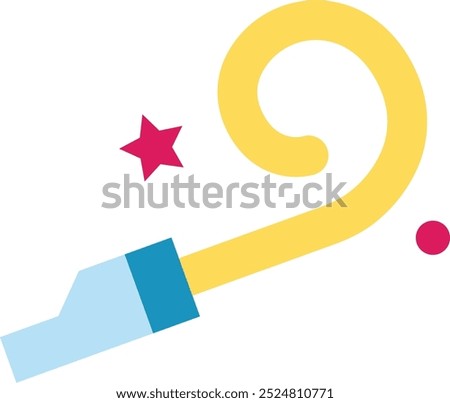 Vibrant Noise Maker Icon for Celebrations, Parties, and Festive Occasions, Ideal for Representing Fun, Sound, and Entertainment in a Colorful and Playful Design