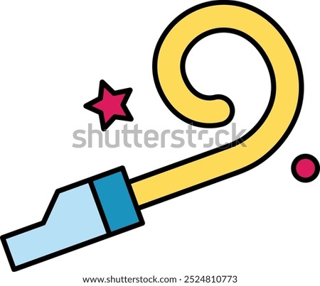 Vibrant Noise Maker Icon for Celebrations, Parties, and Festive Occasions, Ideal for Representing Fun, Sound, and Entertainment in a Colorful and Playful Design