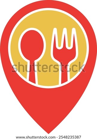 Local Cuisine Location Icon Representing Food Tourism, Regional Dishes, and Culinary Exploration, Perfect for Highlighting Authentic Dining Experiences, Travel Food Guides, and Gastronomic Adventures 