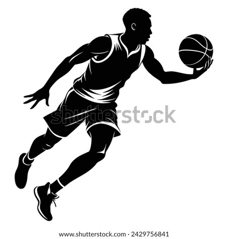 Basketball player playing basketball silhouette vector file