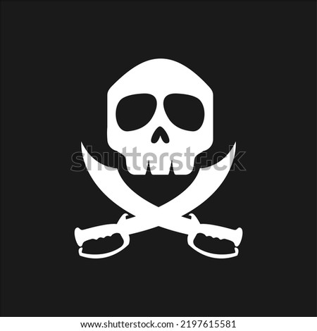 Pirate head skull and double sword vector illustration