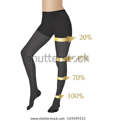 Vector medical compression tights. Slender and beautiful female legs. Varicose veins