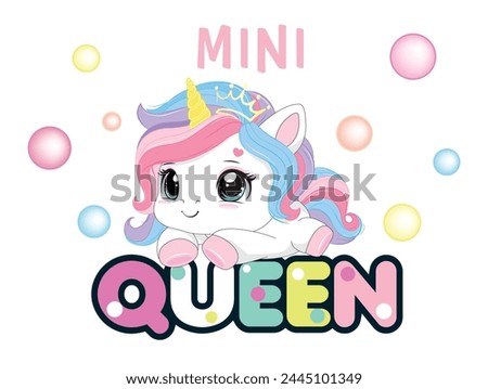 Unicorn vector illustration. Greeting card, poster, print shop, children's t-shirt design, party concept, children's books, prints, wallpapers. Unicorn power slogan.