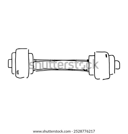 Sketch Doodle of Barbell on white background. Doodle style. Vector illustration